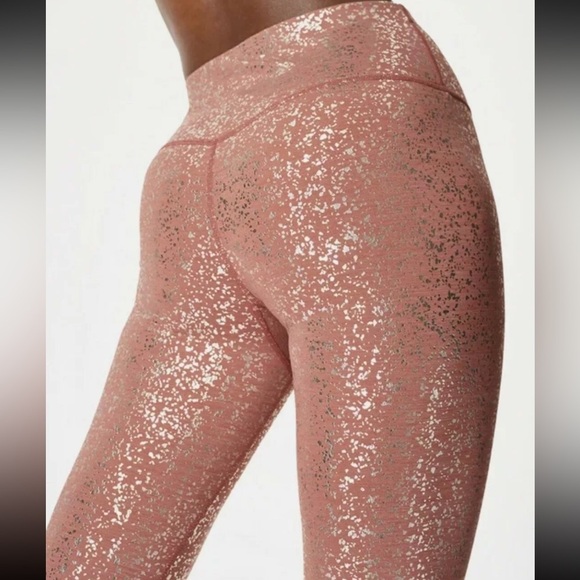 Sweaty Betty Disco Metallic Leggings Size XXS Red Pink Terrazzo Foil Full Length - Picture 3 of 9